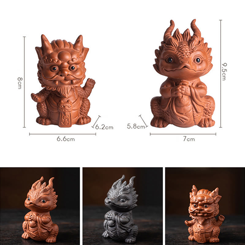 Purple Clay Luck Dragon Tea Pet Figurine | Spiritual Statue