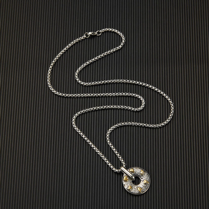 Om Mani Padme Hum Necklace | Titanium Steel Peace Buckle Pendant