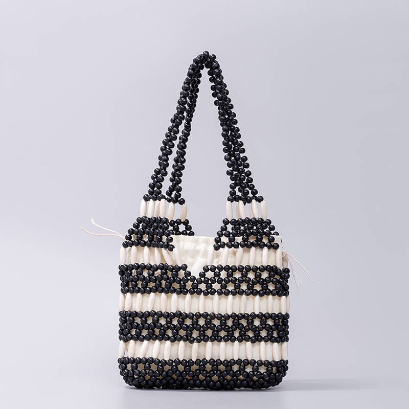 Hand-woven Round Wooden Beads Shoulder Bag | Spiritual Accessory
