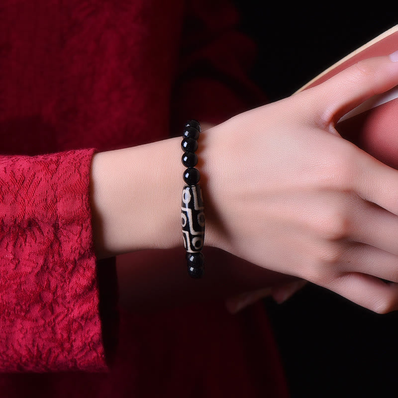 Natural Nine-Eye Dzi Bead Spiritual Wealth Bracelet