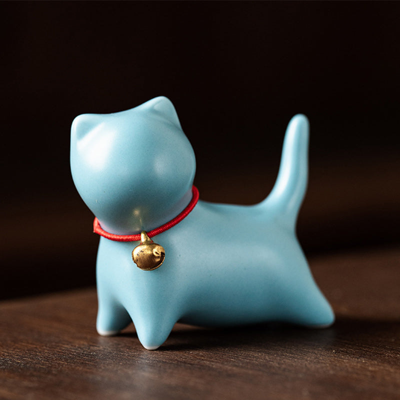 Mini Ceramic Cat Tea Pet | Sitting & Standing Figurine 5cm