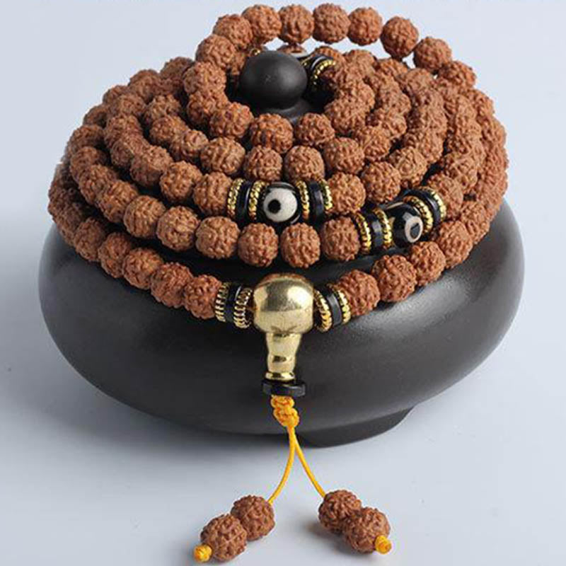108 Beads Bodhi Seed Mala Bracelet for Meditation & Luck