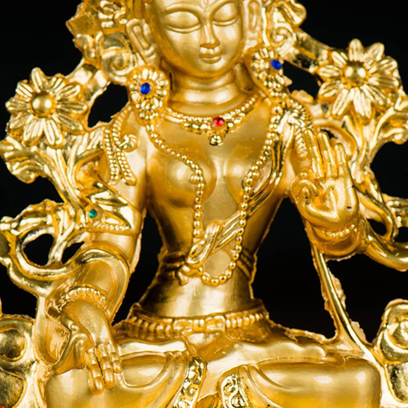 Gold Plated Bodhisattva White Tara Statue for Hope & Protection