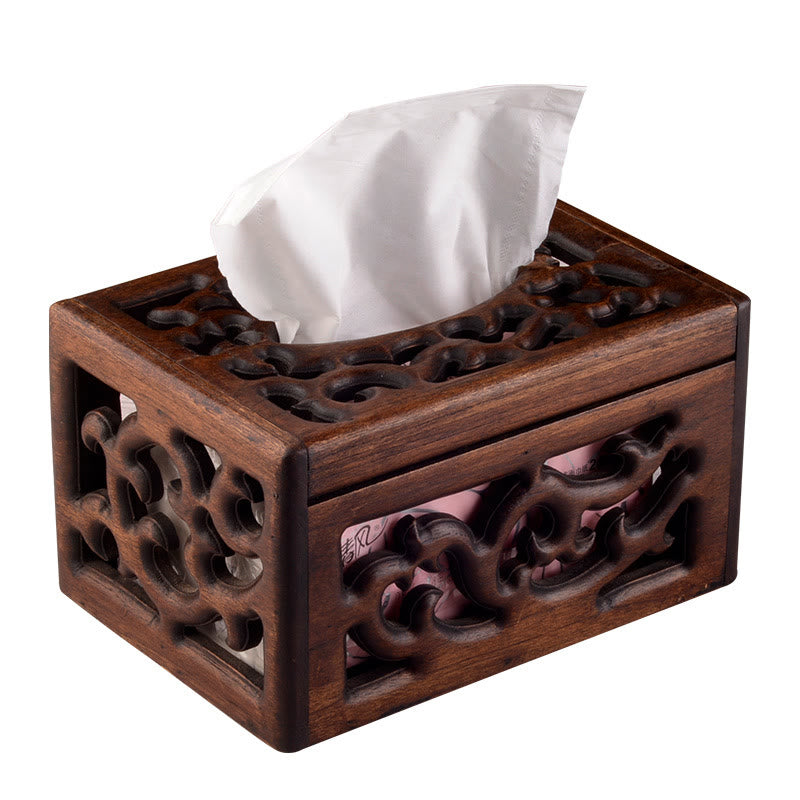 Teak Wood Retro Zen Tissue Box 21x13.5x5.5cm | Vintage Decor