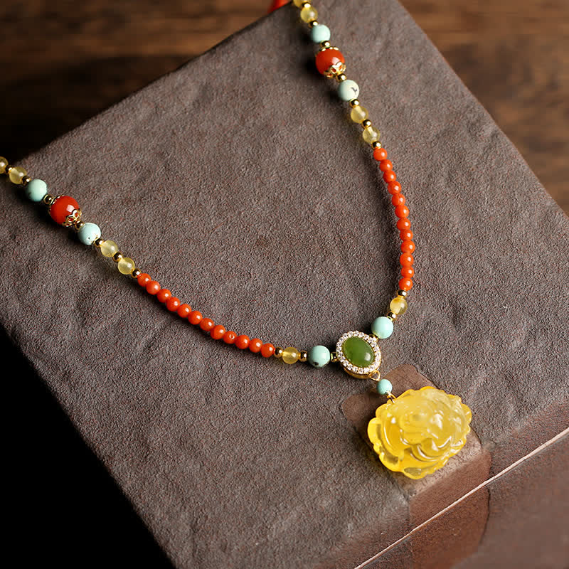 925 Sterling Silver Red Agate Confidence Charm Necklace
