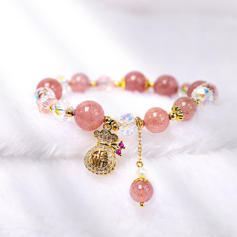 8mm Strawberry Quartz Spiritual Bracelet for Love & Healing