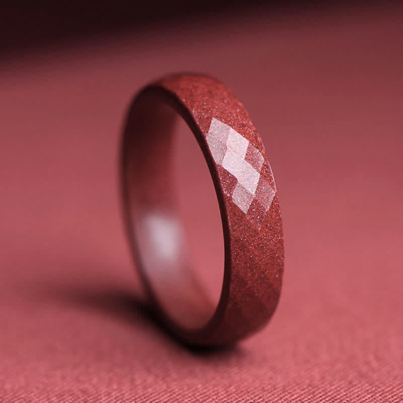 Unisex Cinnabar Om Mani Padme Hum Blessing Ring 17-22mm