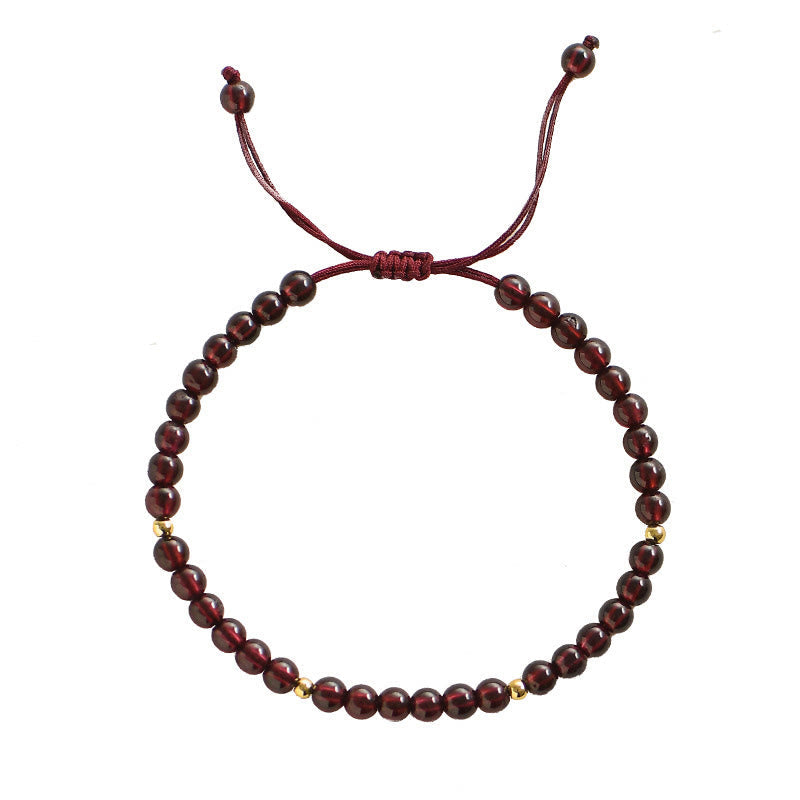 Natural Garnet Golden Beads Stability Bracelet