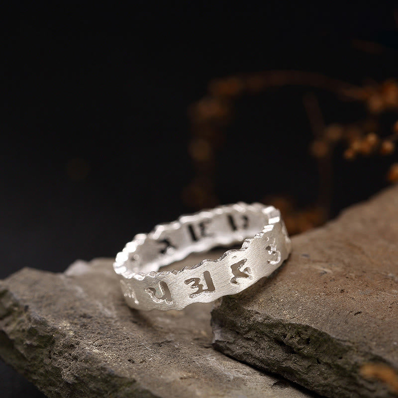 Om Mani Padme Hum Sterling Silver Tibetan Ring - Handmade Peace