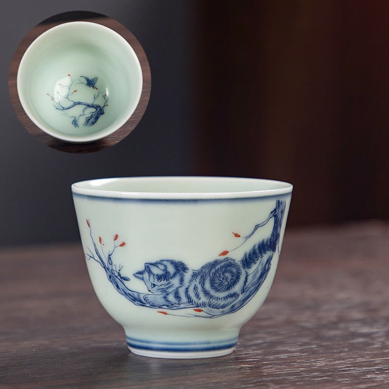 Small Ceramic Tea Cup 50ml | Blue Landscape Handmade Tableware
