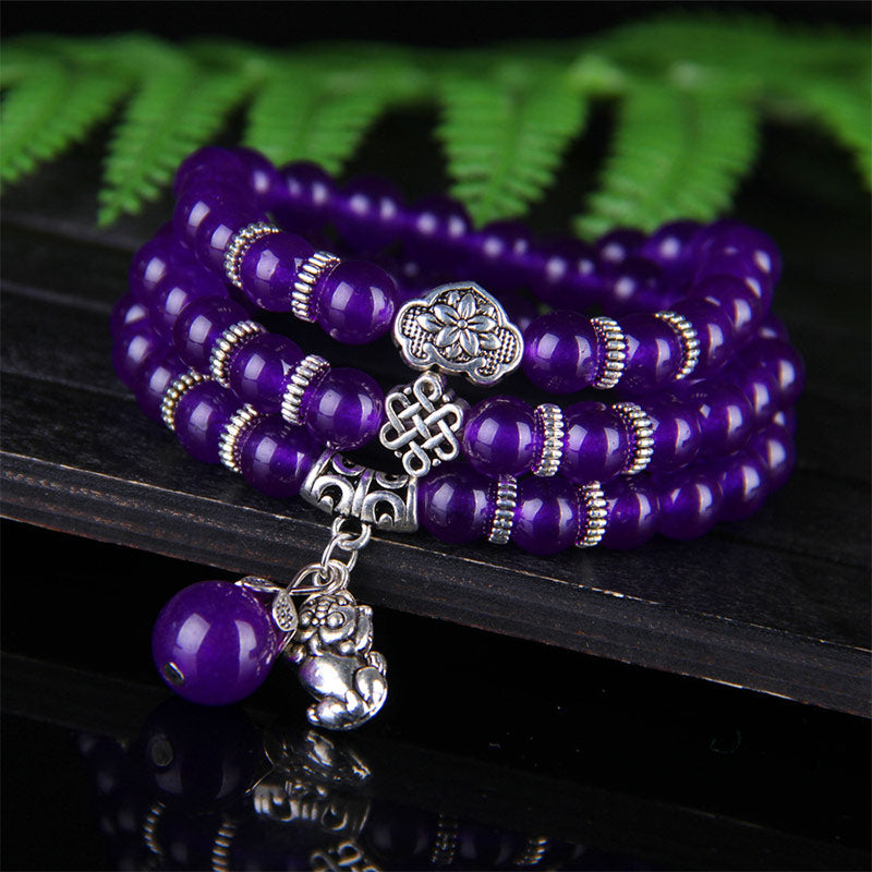 8mm Amethyst Pixiu Bracelet for Balance & Protection