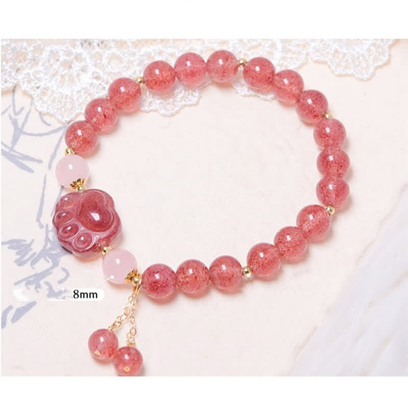 8mm Strawberry Quartz Love Bracelet for Healing & Euphoria