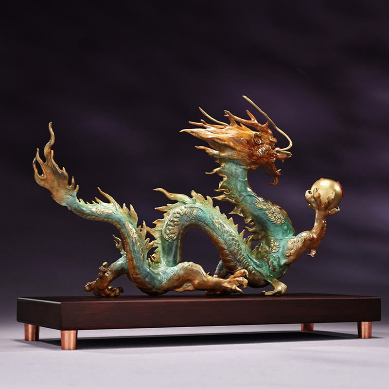 Brass Dragon Office Decoration | Feng Shui Luck Success 31cm