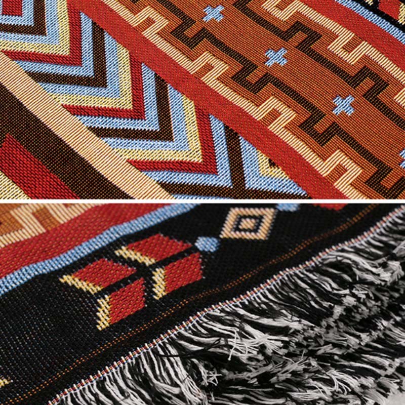 Geometric Tibetan Blanket 90x180cm Warm Comfortable Throw
