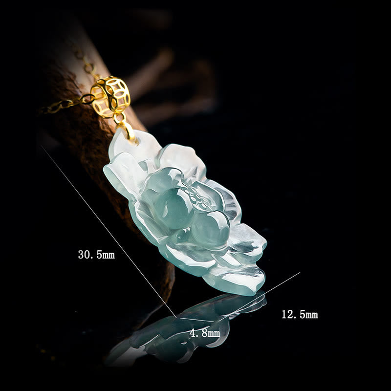 18K Gold Jade Lotus Necklace for Prosperity & New Beginnings