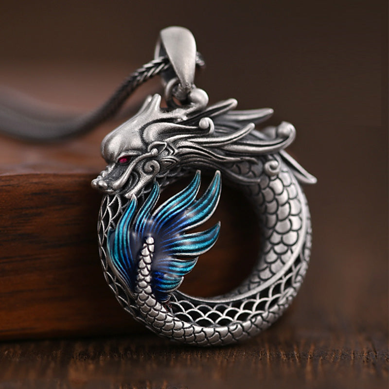 999 Sterling Silver Dragon Necklace 50cm | Auspicious Success