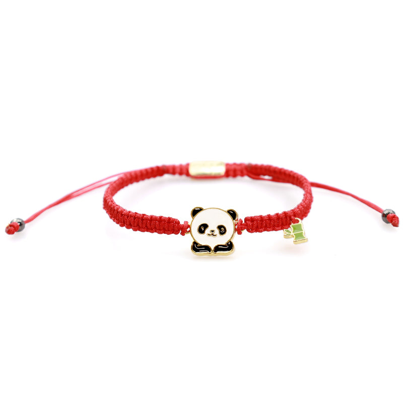 Tibetan Handmade Panda Bamboo Lucky Red String Bracelet