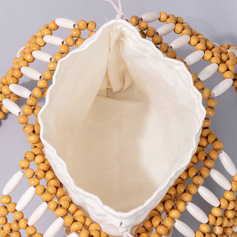 Hand-woven Round Wooden Beads Shoulder Bag | Spiritual Accessory