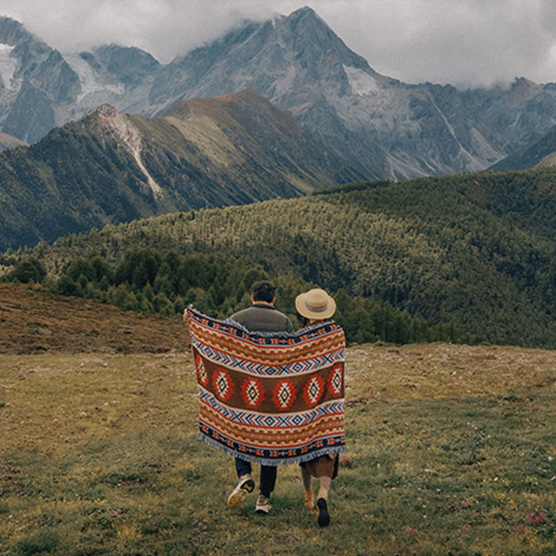 Geometric Tibetan Blanket 90x180cm Warm Comfortable Throw