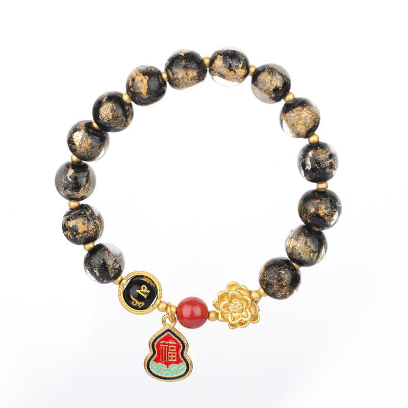 8mm Om Mani Padme Hum Bracelet | Liuli Glass Charm