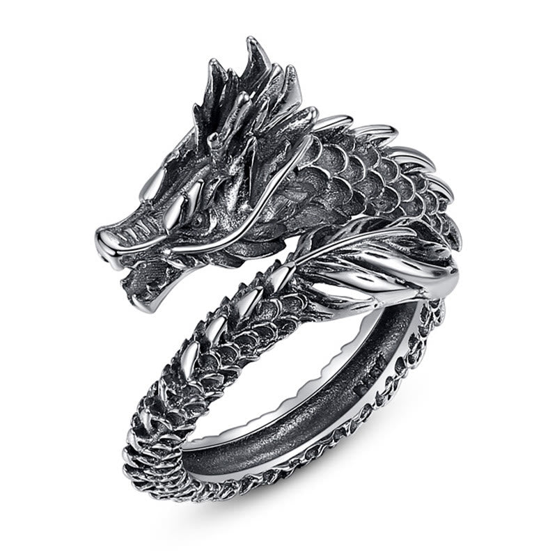 Adjustable 925 Sterling Silver Dragon Success Protection Ring