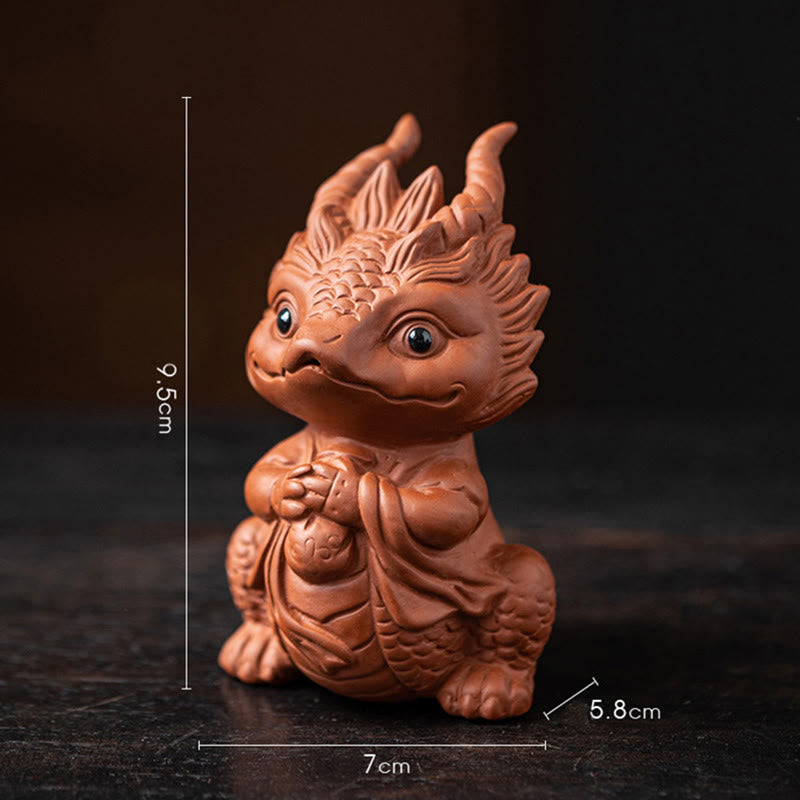 Purple Clay Luck Dragon Tea Pet Figurine | Spiritual Statue