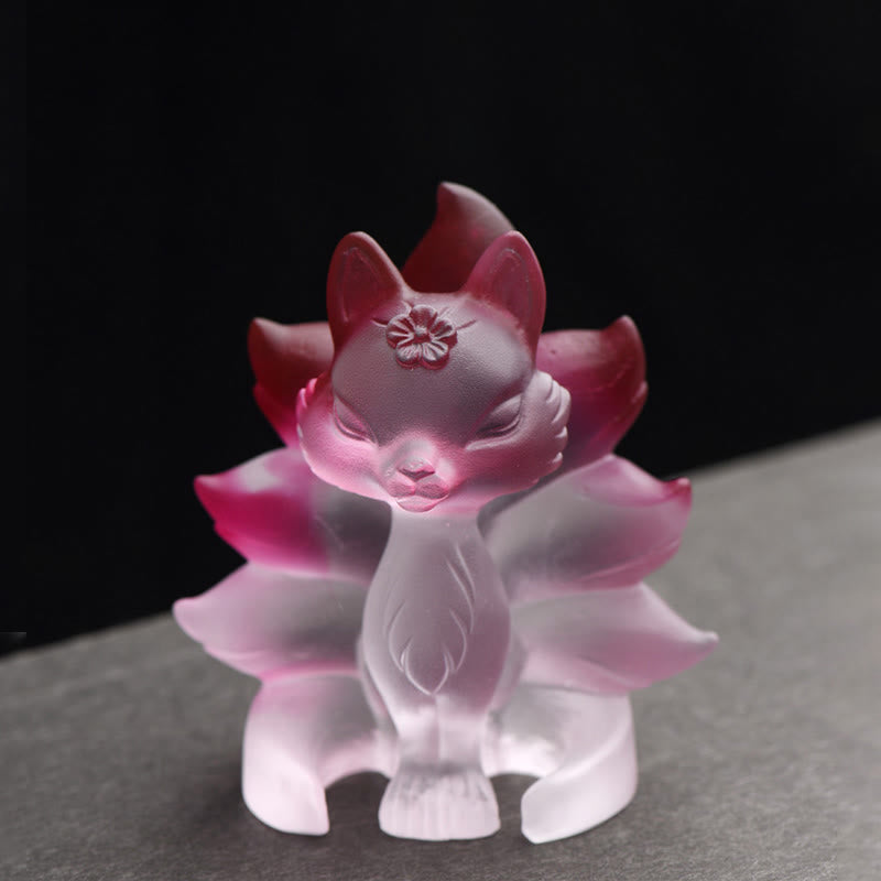 Small Liuli Nine-Tailed Fox Figurine for Success & Strength