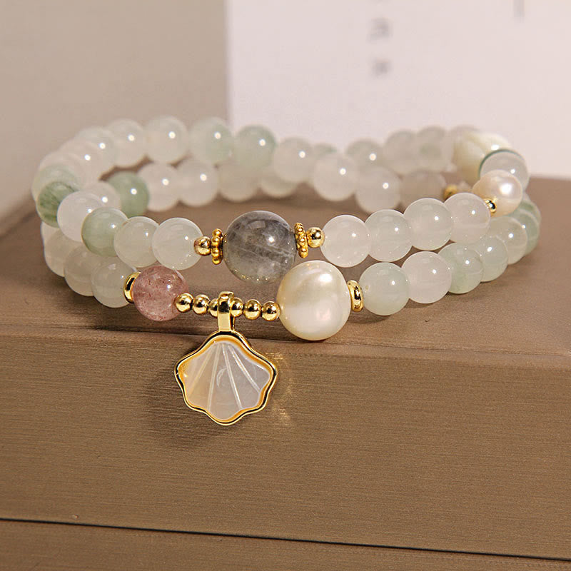 Double Layer Jade Shell Luck Bracelet 8mm Beads