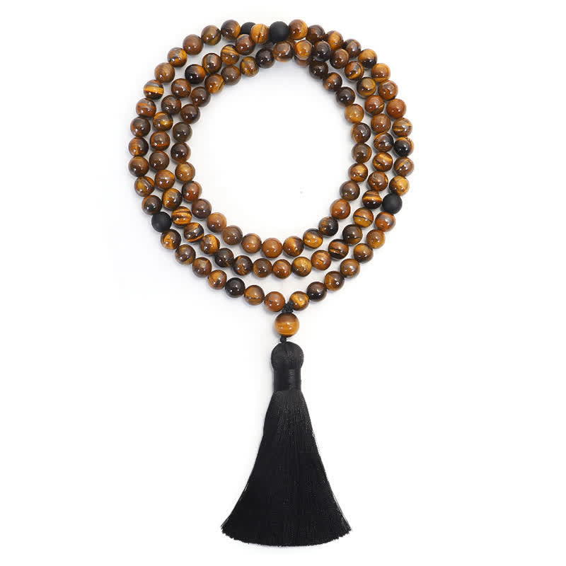 108 Beads Tiger Eye Protection Mala Bracelet 8mm Unisex