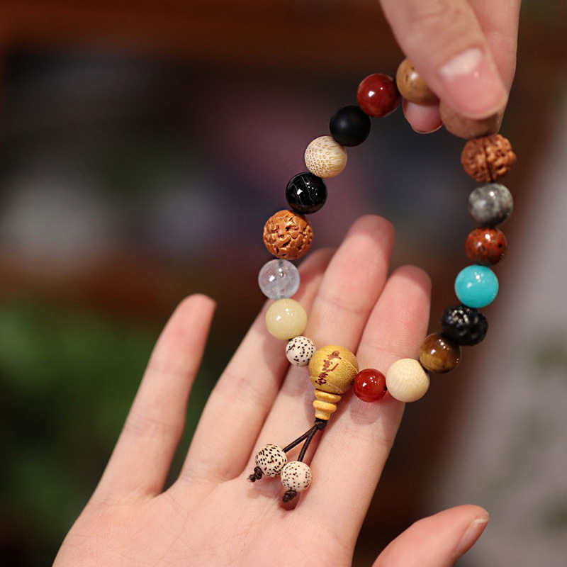 Bodhi Seed Agate Wisdom Mala Bracelet for Harmony