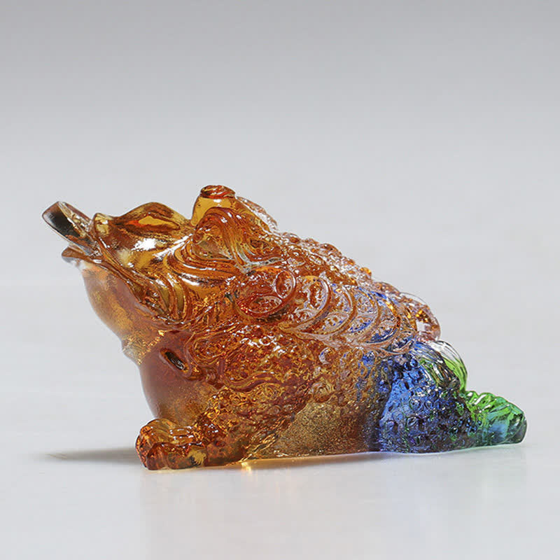 Liuli Crystal Feng Shui Frog Sculpture 11cm Prosperity Art