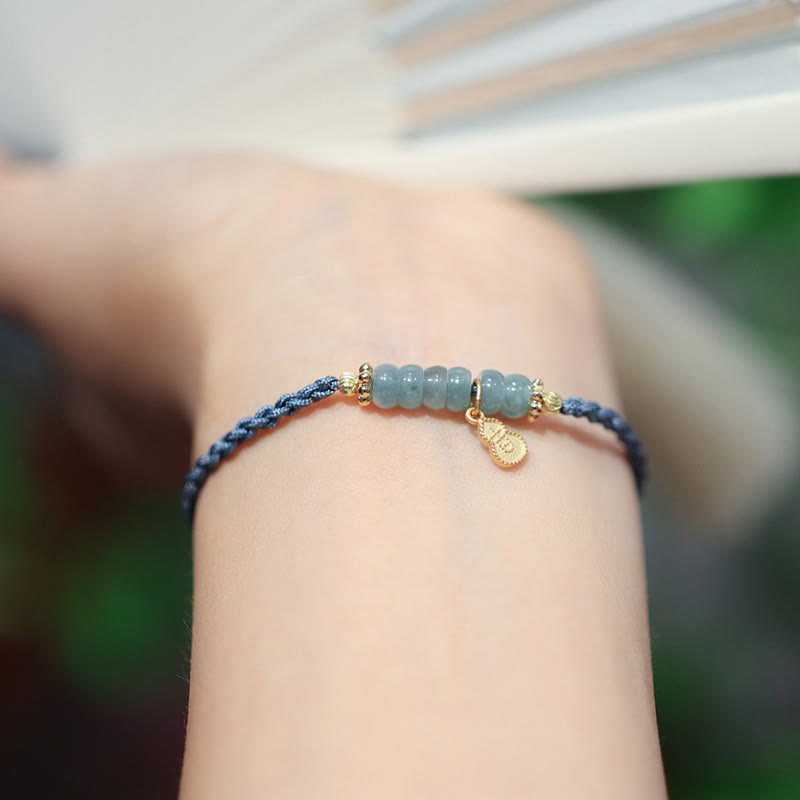 925 Sterling Silver Jade Fu Character Luck Bracelet