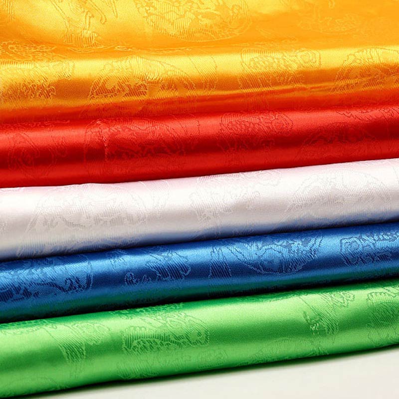 Large Tibetan Khata Decoration with Dragon Phoenix Pattern