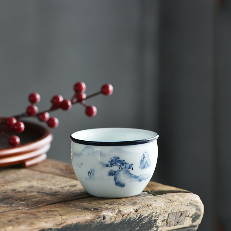 Ceramic Zen Meditation Teacup 130ml Koi Fish Lotus