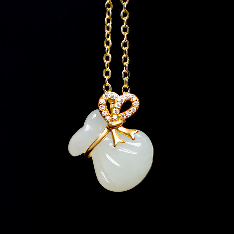 Hetian White Jade Luck Money Bag Necklace | Jade Jewelry