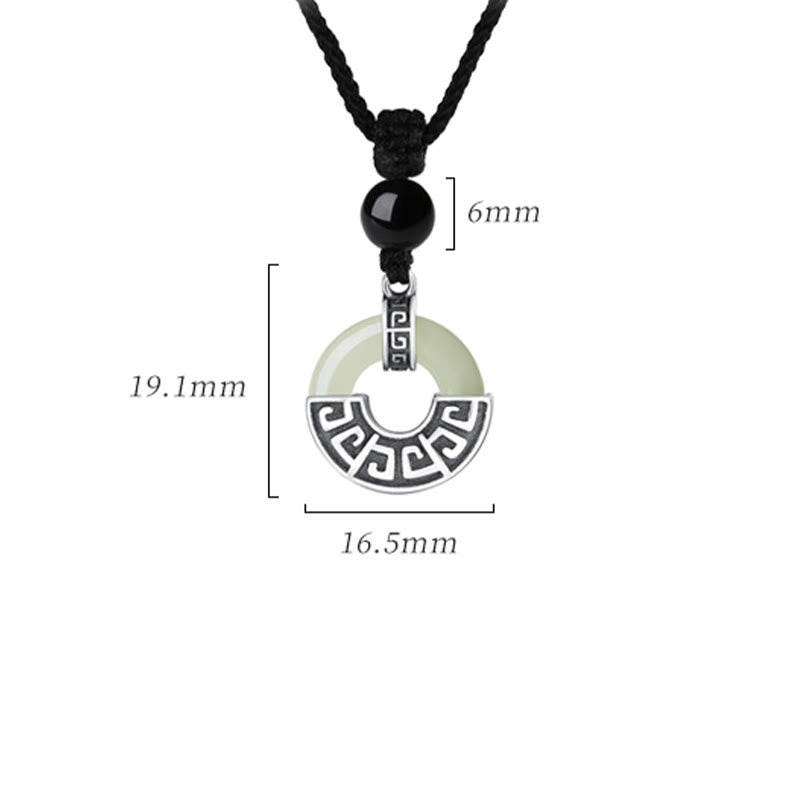Natural Hetian Jade Peace Buckle Necklace | 925 Silver Prosperity