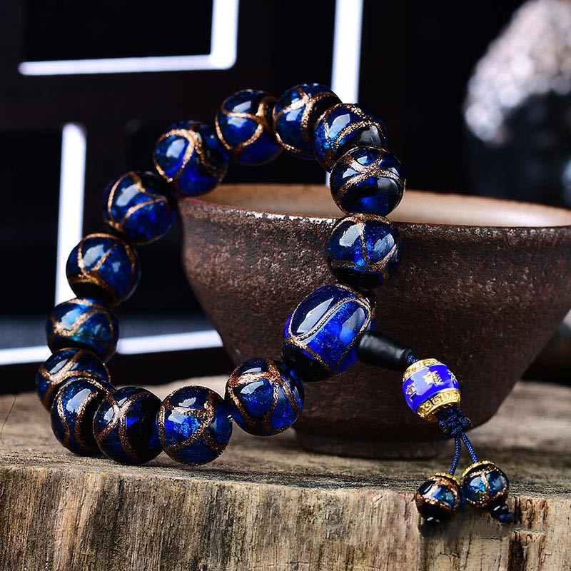 Tibetan Dragon Vein Agate Healing Bracelet 14mm