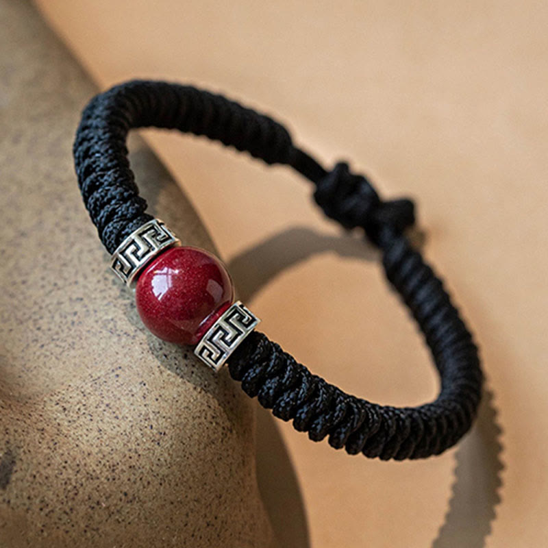 Men's Cinnabar Bracelet 12mm Beads | Sterling Silver Calm
