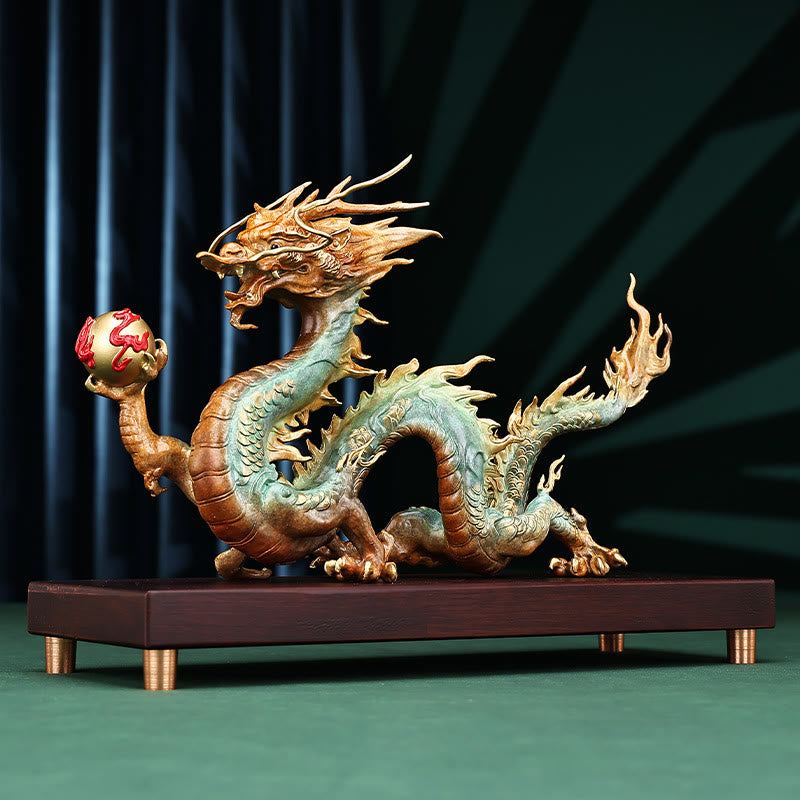 Brass Dragon Office Decoration | Feng Shui Luck Success 31cm