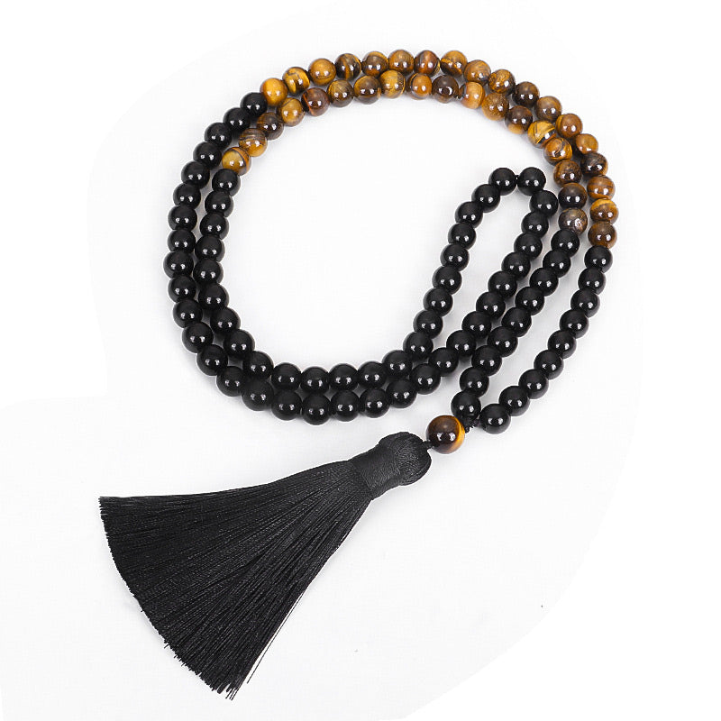 Black Onyx & Tiger Eye Protection Gemstone Mala Set