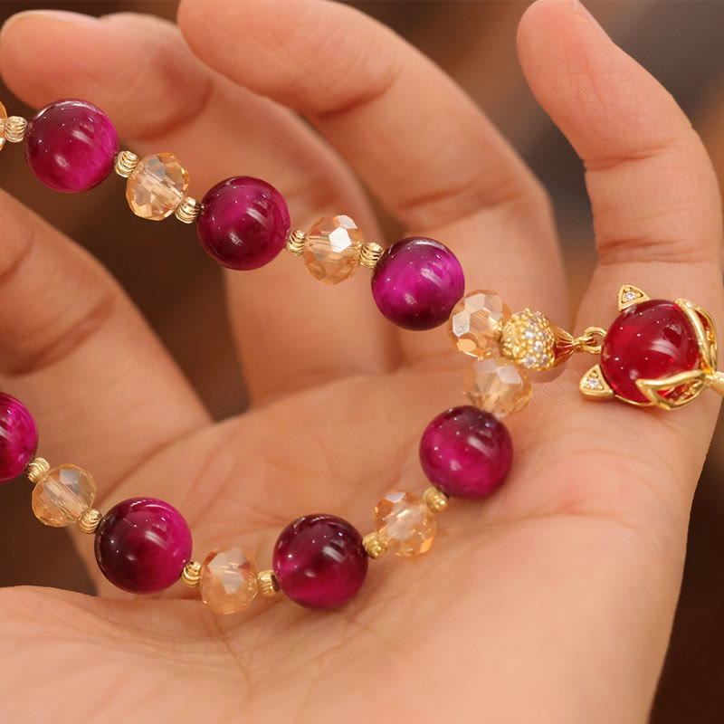 Red Tiger Eye Protection Bracelet with PiXiu Fox Charm