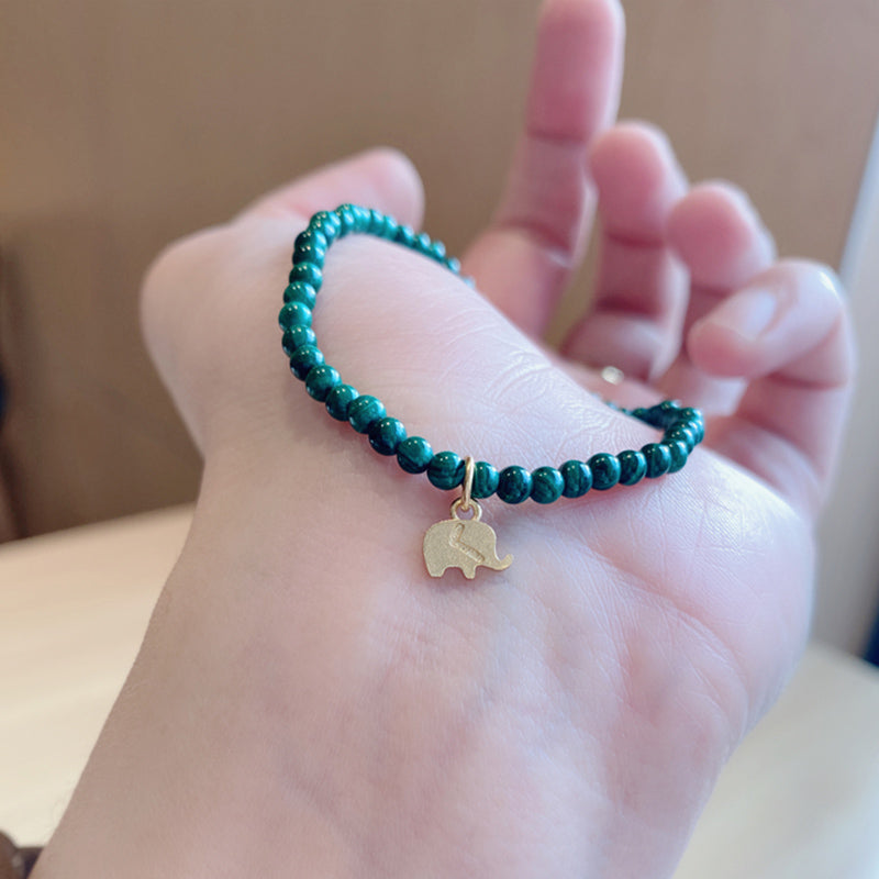 Unisex Malachite Elephant Anti-Anxiety Bracelet 14cm-17cm