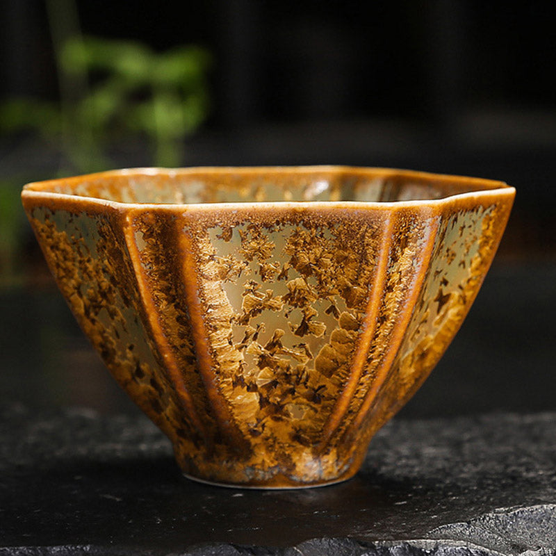 Colorful Brown Ceramic Chinese Tea Cup Bowl 210ml Size