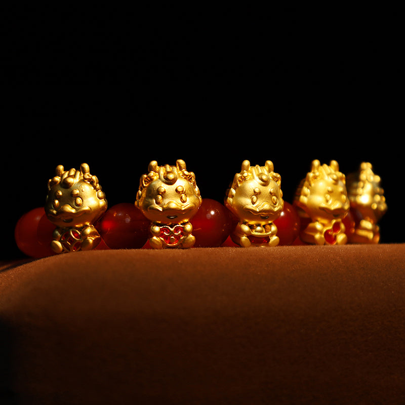 Red Agate Dragon Protection Bracelet for Protection