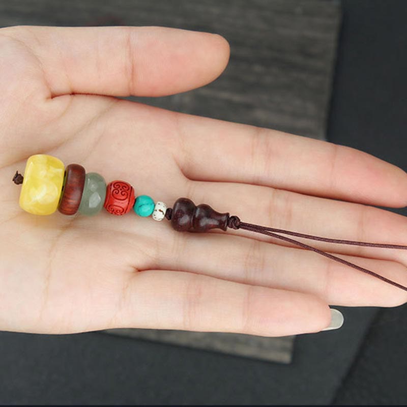 Spiritual Green Sandalwood Ebony Wood Phone Hanging Decoration