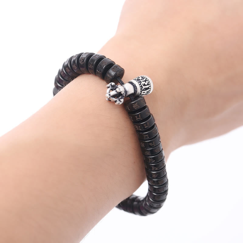 Coconut Shell Om Mani Padme Hum Bracelet of Happiness