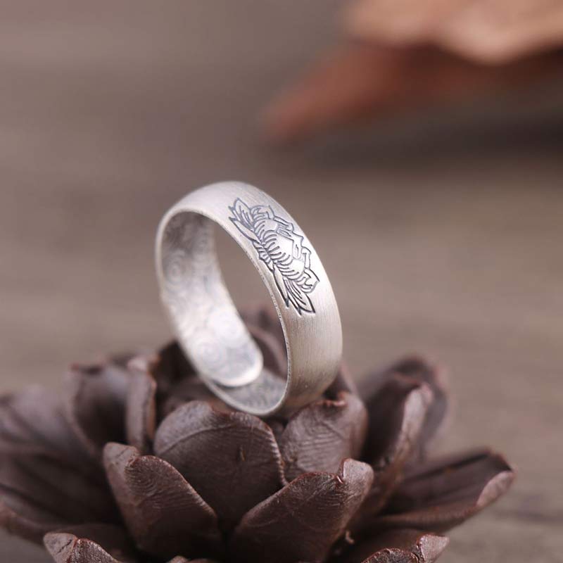 Adjustable 999 Silver Lotus Elephant Blessing Ring