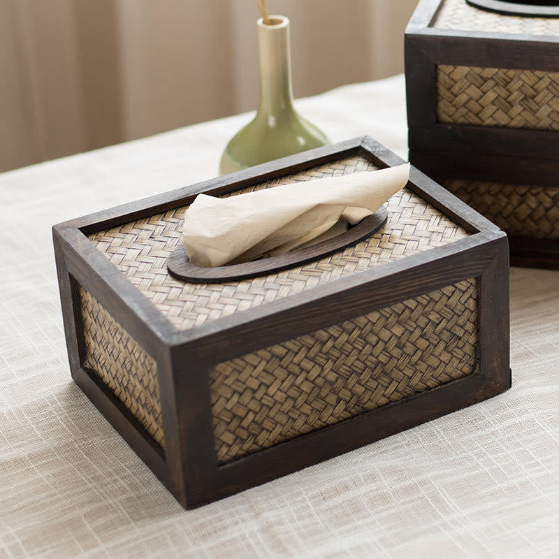 Handmade Bamboo Wooden Tissue Box for Zen Decor