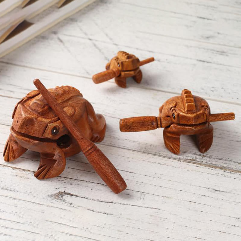 Miniature Feng Shui Wealth Luck Frog Decoration 6.5cm Wood