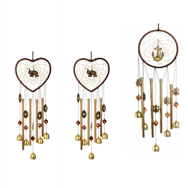 Copper Dream Catcher Wall Hanging | Elephant Chimes for Healing